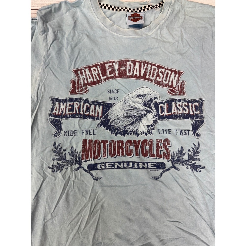 Harley-Davidson Bloomington Indiana Eagle Graphic T-Shirt Blue Mens Medium USA